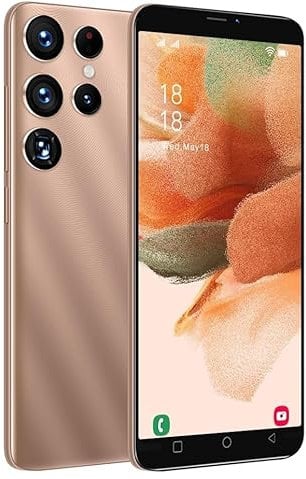 MsMga Téléphone Portable Pas Cher, 5.0 Pouces Android 9.0 OS, 16GB ROM (SD to 128GB), Dual SIM Dual Cameras, Face ID Unlock Cell Phone (S25Ultra-Gold)