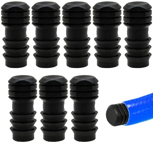VBSYUYQ 8 Pcs 16mm Barbed Hose End Plugs for Garden Drip Irrigation | 8 pack 16mm barbed hose end plugs, black plastic drip irrigation tube stoppers for garden lawn watering system pipe closure