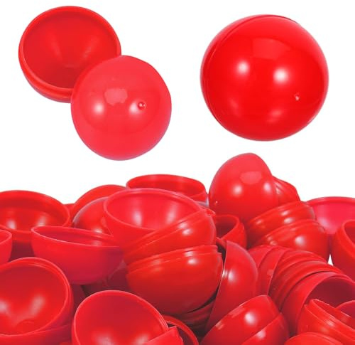 60 Stück Plastikkugeln Zum Befüllen 3.2 CM Rot Kugeln Lotterie Bälle | öffnen Tombola Bälle Leere Kapseln Drehbare Befüllbare Ornament Ohne Zahl Lottobälle für Partygeschenke Unterhaltung