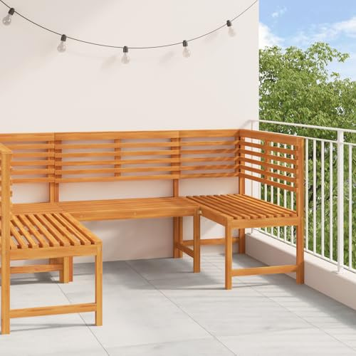 HEFZGDB 3-TLG. Gartenbank-Set Eckbank aus Massivholz Akazie rustikal für Terrasse und Balkon, wetterfeste Sitzgruppe mit hoher Stabilität und atmungsaktiven Latten, platzsparendes