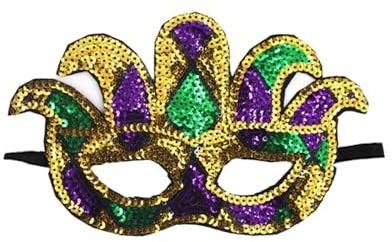 Generisch Venezianische Maske Damen Drei Farben Gold Lila Grün Halbmaske Pailletten Augenmaske Maskenball Maske Elegant Party Dekoration Makeup Halloween Karneval Maskerade Celebration