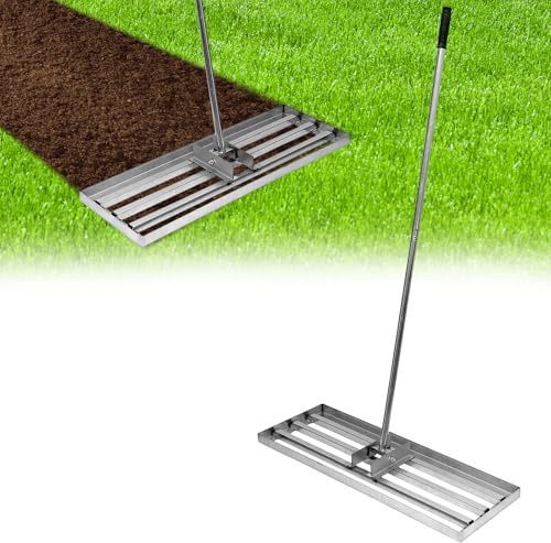 Râteau niveleur Professionnel, Acier Inoxydable, Manche réglable 200 cm, pour étalage précis Sol et Sable, Entretien pelouse et Golf