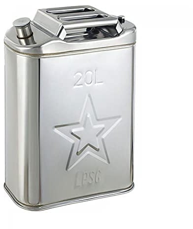 Jerrycans - Tanica di sicurezza per benzina, in acciaio inox 304, con imbuto, con tubo dell'olio integrato, per veicoli, auto, camion, 5L, 10L, 15L, 20L
