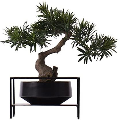 ZENY896V Künstlicher Bonsai Künstlicher Bonsai-Baum, künstliche Pflanzendekoration, eingetopfte Zimmerpflanzen, Gastgruß-Kiefern-Bonsai-Pflanze mit Keramiktöpfen Dekoration