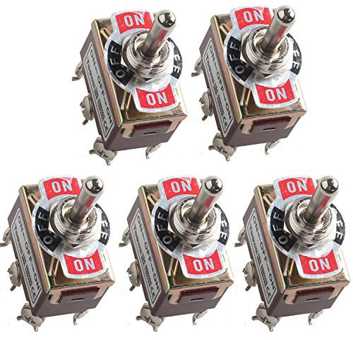 Mintice 5 Pezzi Momentaneo Pesanti 20A 125V 15A 250V Interruttore a Levetta in Metallo 6 Terminali Pin On off On Interruttore a Bilanciere Cruscotto