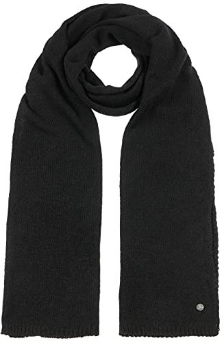 LIERYS Merino Kaschmir Strickschal Damen/Herren (180 x 30 cm) - Wollschal mit Merinowolle und Kaschmir - Winterschal Made in Germany - Gestrickter Schal Herbst/Winter schwarz