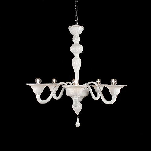 Genova lámpara de cristal de Murano 5 luces blanco