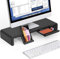 Adjustable Monitor Stand Riser - EURPMASK Foldable Computer Laptop Riser Shelf with Organizer Drawer, Ergonomic Desk Stand Riser for Laptop, Printer, Notebook and All Flat Screen TV Display, Black