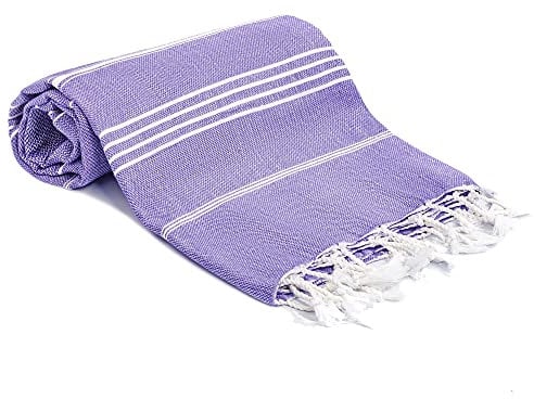 Large Turkish Peshtemal Bath Beach Towels Hammam Towels for Sauna, Spa, Yoga, Picnic and Beach – 100 x 180 cm - 39 x 71 inches (Lilac, 1)
