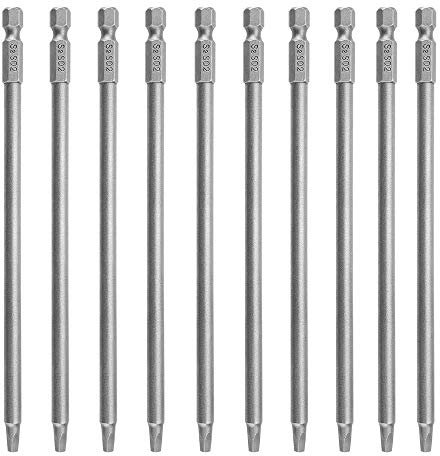 Gasea 10pcs 150mm 1/4 Hex Tige Embouts de Tournevis Magnétiques à Tête Carrée Long Jeu de Bits d'Entraînement Carré (SQ2) pour Gabarit de Trou de Poche