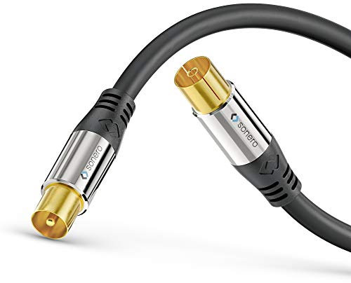 sonero Sat Antena Cable coaxial satélite TV Cable 1,50 m Doble blindado, para HDTV, Receptor, Internet, satélite, Dab, Radio, Negro