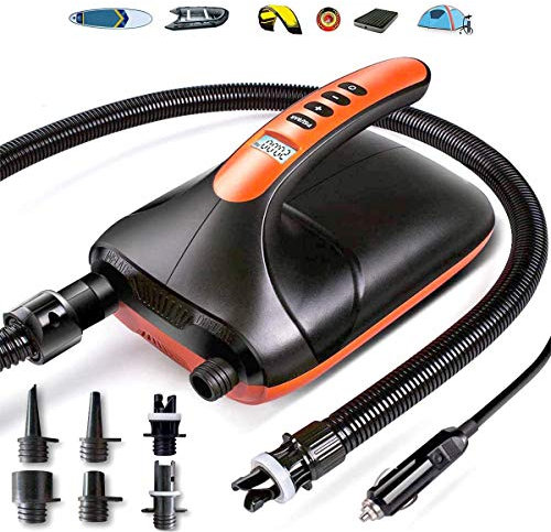 Electric Air Pump,Inflatable Boat Pump SUP Pump 20PSI 12V DC Digital Electric High Pressure Pump With Intelligent Dual Stage Auto-Off Function for Inflating SUP Paddle Boards, Boats, Rafts, Pool Toys