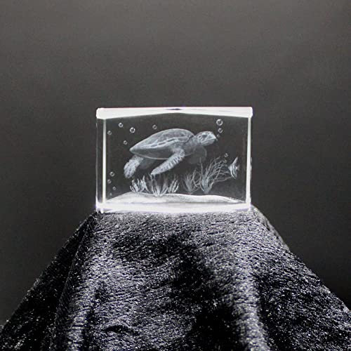 ERN Kristallglas Figur - Meeresschildkröte - 3D Laser Glas Skulptur | 30 x 45 x 30mm | Deko & Geschenkidee