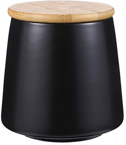 BESTonZON Vorratsdosen Keramik Teedose Kaffeedose mit Bambusdeckel 500ml Schwarz Kosmetikdose Wattedose mit Deckel Dichtung Kaffee Tee S¨¹?igkeiten Gew¨¹rze Kr?uter K¨¹Che Bad Beh?lter Aufbewahrung