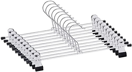 Hosenbügel,Kleiderbügel 10 Stück 40cm groß Metall Anti-Rutsch Hosenbügel mit Einstellbare Metallklammern für Hosen Hängende Hosen Socken Röcke Mäntel