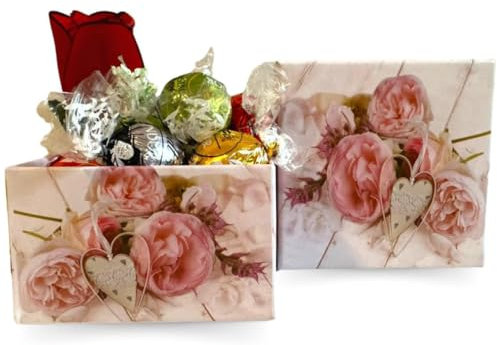 Regalo Uomo Donna - Scatola Cofanetto Rettangolare 11,2 X 6cm + 100gr Cioccolatini Assortiti + Cuscino Cuore Regalo Fidanzata/Fidanzato