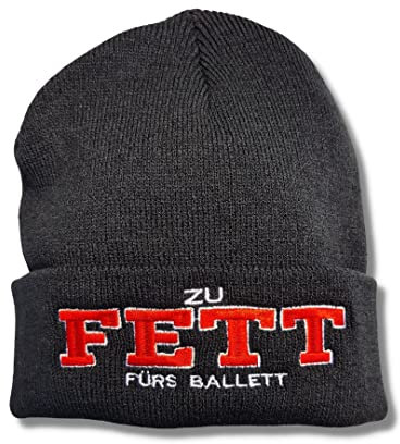 siviwonder Strickmütze ZU FETT FÜRS Ballet Beanie Mütze Stickerei Witzig lustiger Spruch Warm Winter