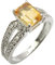 SilverStarJewel Wunderschöner authentischer rechteckiger Citrin Ring 925 Silber November Geburtsstein Größe 49 bis 60