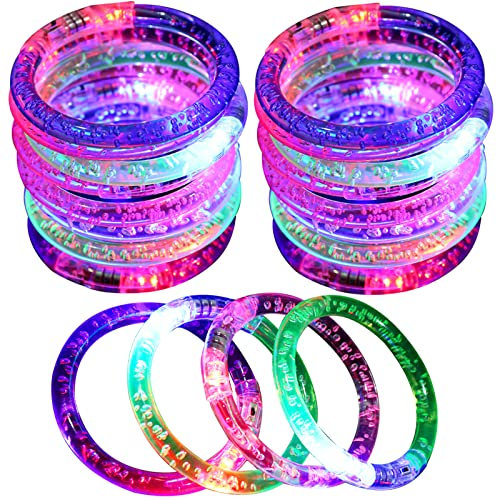 Ceboic Pulseras Luminosas, 12 PCS Pulseras Fluorescentes 6 Colores, LED Brazalete Glowstick Juguete Fluorescencia Partido Suministros para Fiestas, Cumpleaños, Conciertos, Hogar, Niños, Adultos