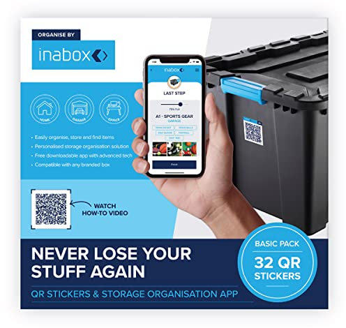 QR Stickers for Home and Office Storage Boxes, Easy to Use Sticky Labels (32 Pack)