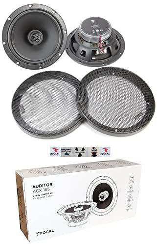 KIT Set pour Focal Auditor ACX-165 ACX165 2 Enceintes coaxiales 2 Voies 16,5 cm 165 mm 6,5 60 Watts rms et 120 Watts Max 4 ohm 91,5 DB, la Paire + grilles et 5 Stickers Cadeau