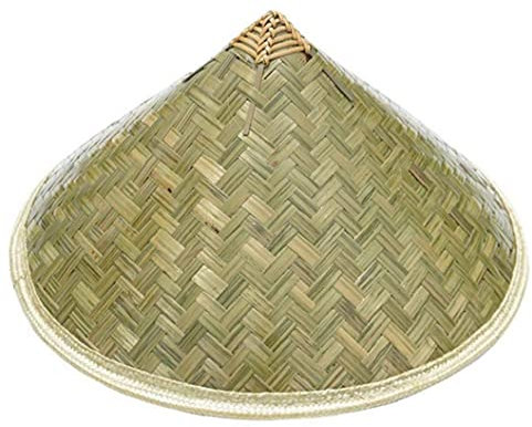 Fituenly Sombrero Coolie De Bambú Asiático, Sombrero De Paja De Tejido Japonés, Sombrero De Granjero Vietnamita, Sombrero De Sombrilla Retro para Pesca, Turismo Y Viajes