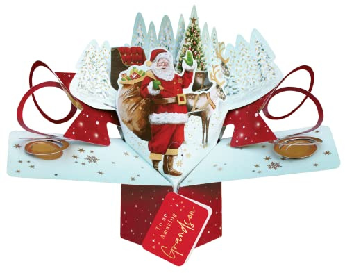 Grandson Christmas Card 3D Father Christmas Pop Up Christmas Card Xmas Cards POP062X09