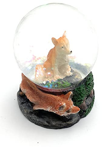 Onwomania Fuchs Rotfuchs Wildhund Höhe 6,5cm Schneekugel Glitzerkugel Kugel schütteln Mehrfarbig