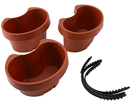 ESmoda Lot de 3 pots de fleurs uniques pour gouttière et gouttière