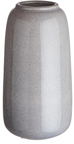 BUTLERS Vase ø 11 cm Steinzeug Tischdeko - Lou - | Farbe Grau - Blumengefäß für getrocknete Gräser - Tischdeko für Esstisch & Kommoden - glatte, glanzvolle Oberfläche