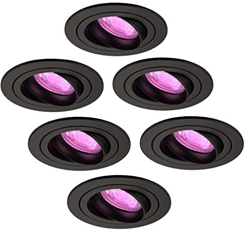 Ledvion - 6X SMART LED Einbaustrahler Tokyo, Schwarz, Dimmbar, Rund, RGBWW, 2 Jahre Garantie