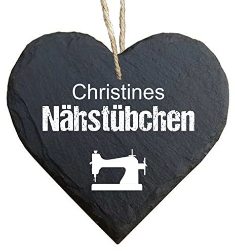 homeyourself - Schieferherz Schiefer Schild personalisiert mit Druck/Wunschtext - Nähstübchen nähen - individualisiert