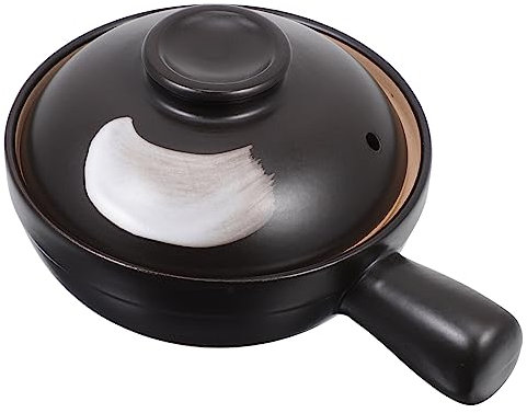 Operitacx Cocotte Marmite à Soupe en Céramique 1L avec Couvercle Ustensile Cuisine Résistant Chaleur Surface Lisse Facile à Nettoyer Chauffe Uniformément pour Cuisson Ragoût et Riz pour Ménage