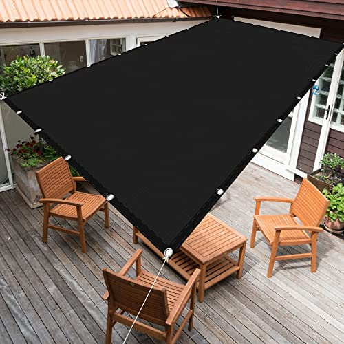 Sonnensegel Wasserdicht Sonnenschutz 5 x 7 m Rechteckig Wasserdicht UV Schutz Sonnenschutz Balkon Sonnenschutz Windschutz für Balkon Garten Terrasse, Schwarz
