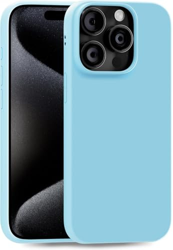 MyGadget TPU Case for iPhone 15 Pro - [ Camera Protection & Anti Fingerprint ] - Silicone Cover with Soft Touch & Anti Scratch Shell - Blue Green