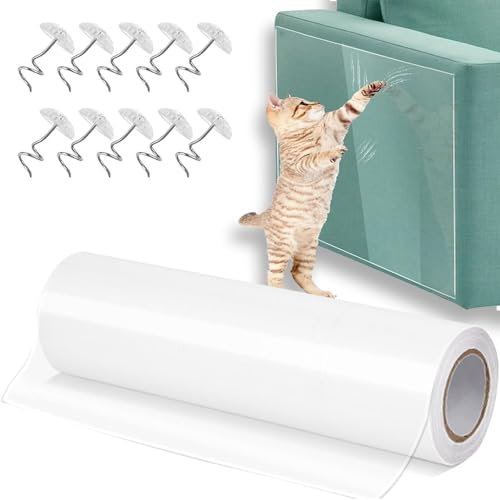 Katze Kratzschutz, Sofa Katze Pad Hunde Kratzschutz, Anti Kratz Folie für Katzen Flexibler Schnitt - Sofaschutz für Moebel Couch Tür Wand (20cm*3m)