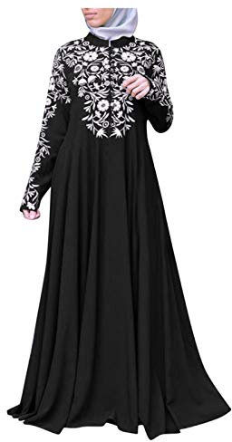 BOTCAM Damen Kleid Muslimisches Gebet Abaya Islamische Robe Maxi Afrikanischer Kaftan Türkei Islam Dubai Türkei Kleid In Voller LäNge Mit Hijab Große Größe Mittlerer Osten Druck Trachtenkleid