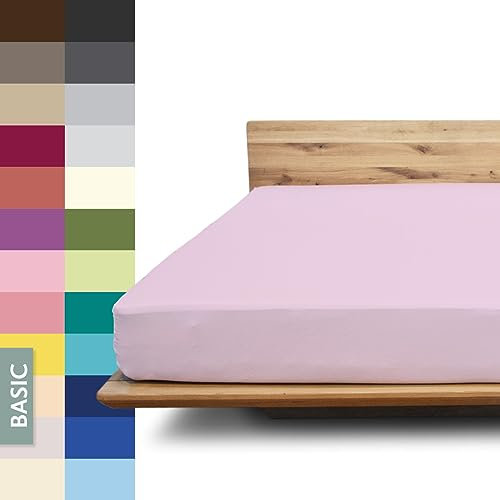 JONA SLEEP® Basic Spannbettlaken 180-200 x 200-220 cm - 190 g/m² faltenfreies Baumwoll-Jersey Leintuch, Made in Austria, Öko-Tex 100 Standard (Rosenholz)