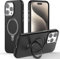 TECHGEAR iPhone 15 Pro Stand Case, Premium Liquid Silicone Shockproof Anti-Scratch Magnetic Kickstand Case, Soft Microfibre Lining, Compatible with MagSafe Case for iPhone 15 Pro 6.1 - Black