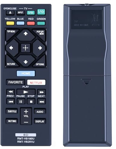 Ersatz für Sony Blu-ray DVD Player RMT-VB100U Fernbedienung kompatibel für BDP-S1500 BDP-S1700 BDP-S2900 BDP-S3500 BDP-S3700 BDP-S6500 BDP-BX150 BDP-BX550 BDP-BX650 UBP-UBP-UBP-X700 UBP-UX70
