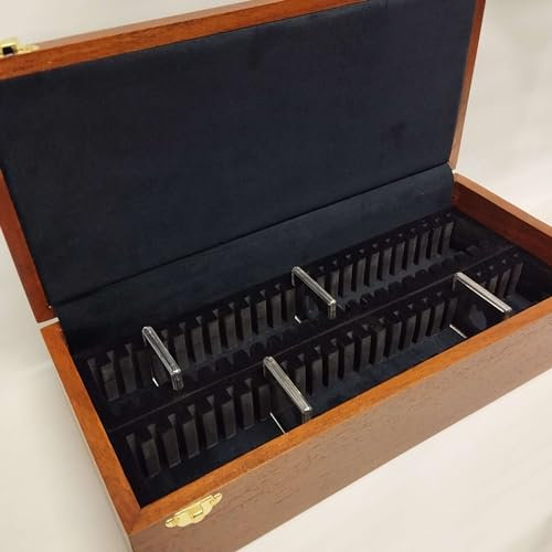 Coffret numismatique pour oblons et Capsules carrées Quadrum 50 mm – 50 emplacements sur Deux rangées, Bois Massif et Velours, Fait Main