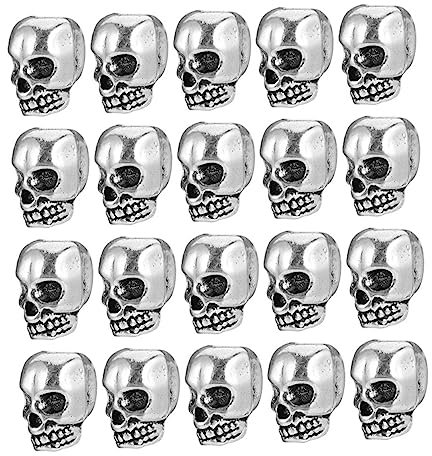 NUOBESTY 30st Schädelperlen Handgefertigte Dekorative Accessoires Diy-schmuckherstellung Makroporöser Schädelspacer Schädelkopfperlen Schmuckhalskette Perlendekor Armband Legierung Jahrgang