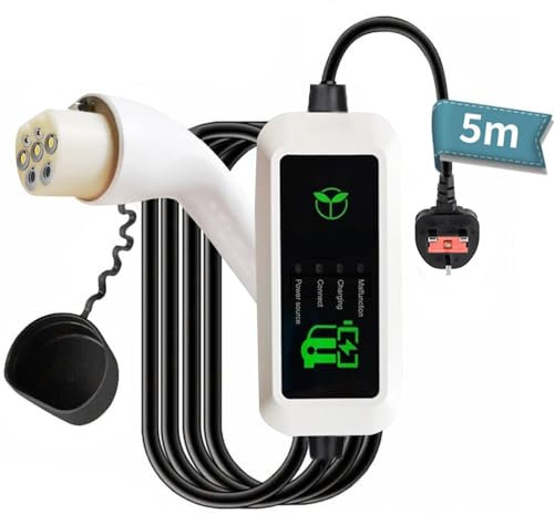 EV Charger Type 2 to 3 Pin Plug 5M, 13A Max.3.3kW Electric Car Charger, Type 2 charing cable, IP55 Water Proof, Electric car charger Cable(IEC 62196-2 Type 2 Female)