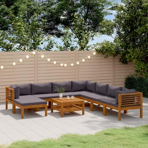 KTHLBRH Outdoor Lounge Garten möbel draußen Balkon Tisch und stühle 9-TLG. Garten-Lounge-Set mit Auflage Massivholz Akazie