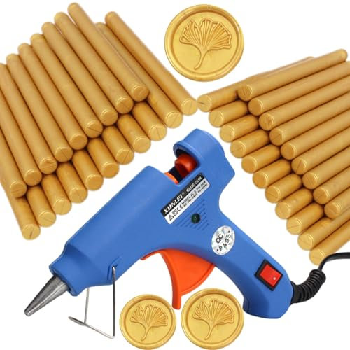 Wax Seal Stamp Kit, Atopbb Premium Wax Seal Kit with Seal Gun,40pcs Gold Wax Sticks, 2pcs Metallic Pen a Frame Stamp for Wax Seal Stamp, Wax Seal Sticks Used for Wedding, Gift Wrapping (40, gold)