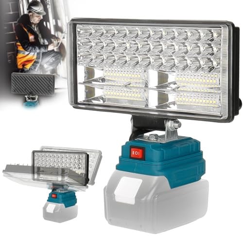 Lámpara de Batería para Makita 18V, 100W 8000LM Luz de Trabajo LED, Foco LED Portátil de 8 Pulgadas con 2 Puerto Carga USB para Reparación de Automóvile, Emergencia, Camping (Sin Batería) (8 Pulgadas)