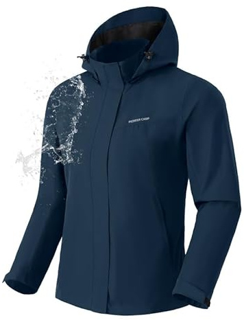 Pioneer Camp Impermeable Femme avec Capuche Léger Veste de Pluie Respirant Coupe Vent Anti-Pluie Veste d'Extérieur pour Extérieur Randonnée