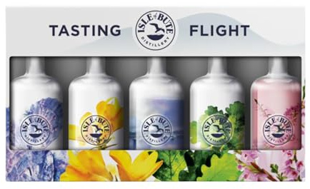 Isle of Bute Gin Gift Box - Gin Tasters Set Containing 5 x 5cl Gin Bottles of Premium Scottish Gin - Beautifully Presented Gin Box Gift Set - Oyster, Gorse, Heather, Island & Oaked - ABV 41-43%