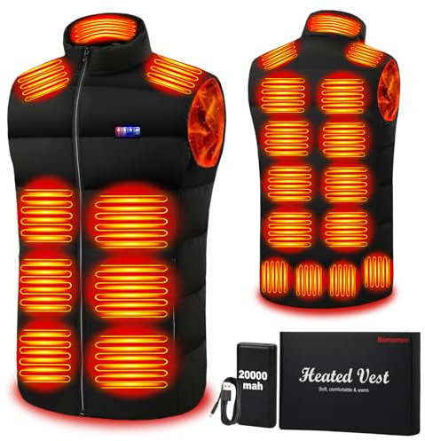 Heated Vest, 23 Heating Zones, Men's Heated Vest with 20000mah 7.4V Battery Pack, Washable,Rechargeable
