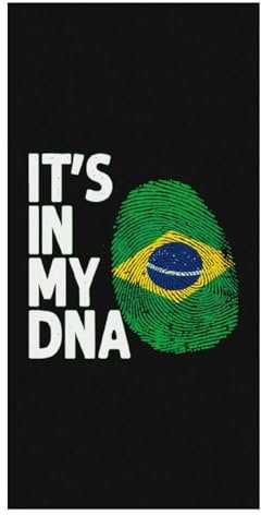 40X70cm Duschtuch Es Liegt In Meiner DNA Brasilien Flagge Handtuch Pflegeleicht Handtücher Sandfreie Strandtuch Für Männer Damen Strand